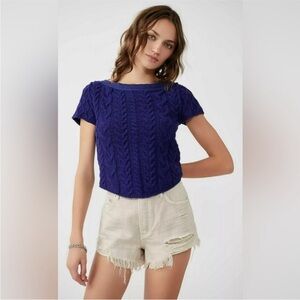 FREE PEOPLE - CABLEKNIT - SHORT SLEEVES SWEATER - NWT - XS